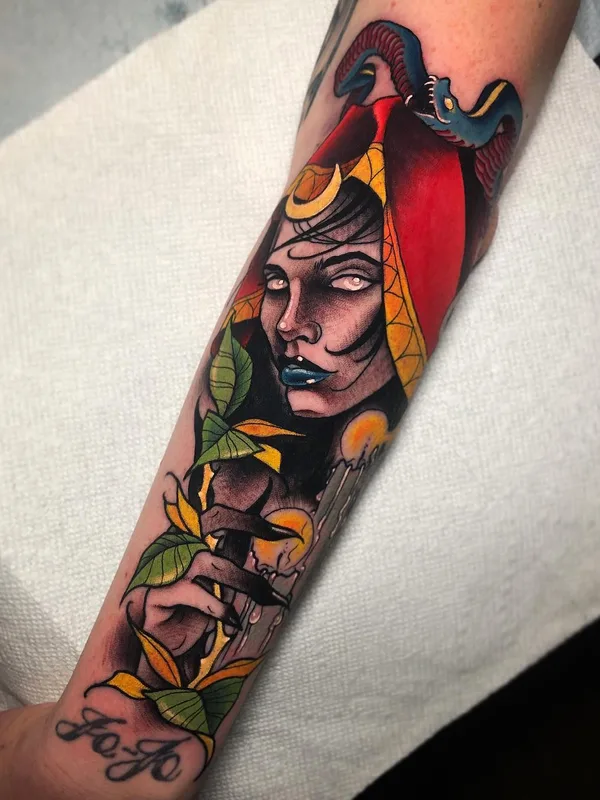 female color neo traditional tatouage sur forearm #32328 | Artiste tatoueur Jeff Saunders