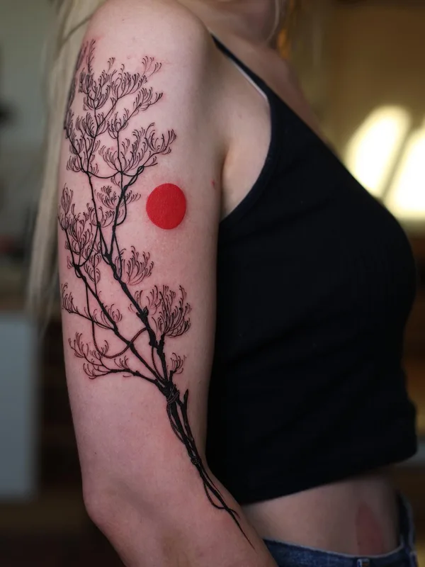 female color linework Tatuaggio su upper arm #37221 | Tatuatore Konstantin Strokin