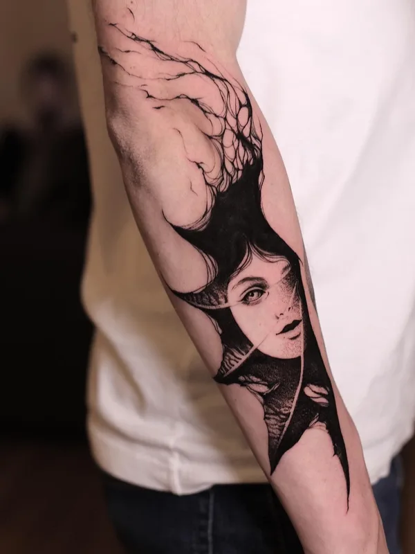black blackwork Tatuaggio su forearm #37217 | Tatuatore Konstantin Strokin