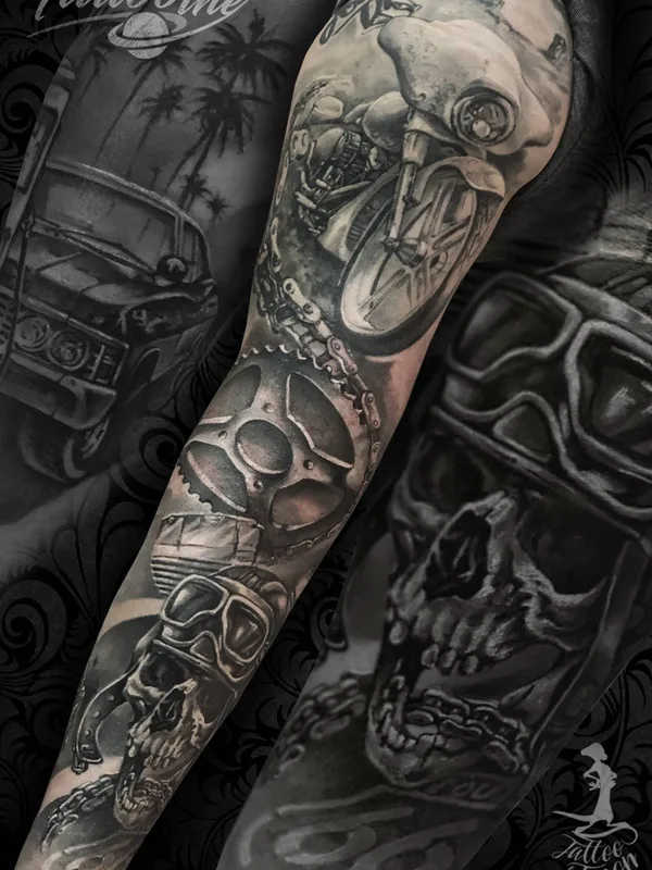 black and grey black and grey tatuaje en full sleeve #32617 | Tatuador Артем Новиков