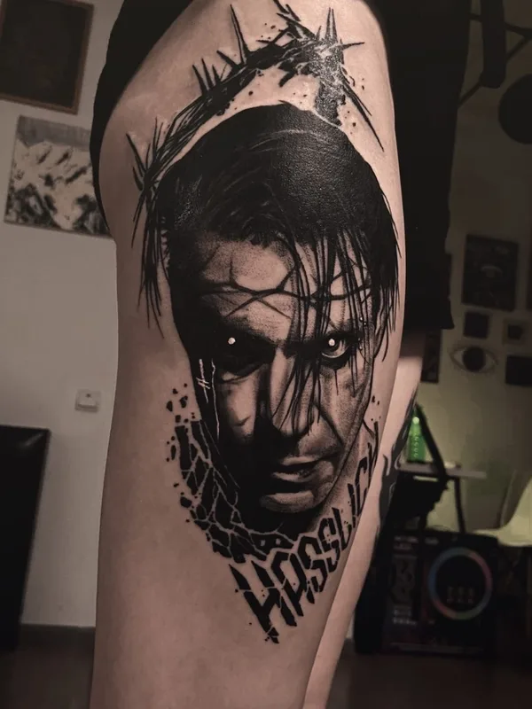 black and grey blackwork татуировка на thigh #59290 | Тату мастер Стас Крас