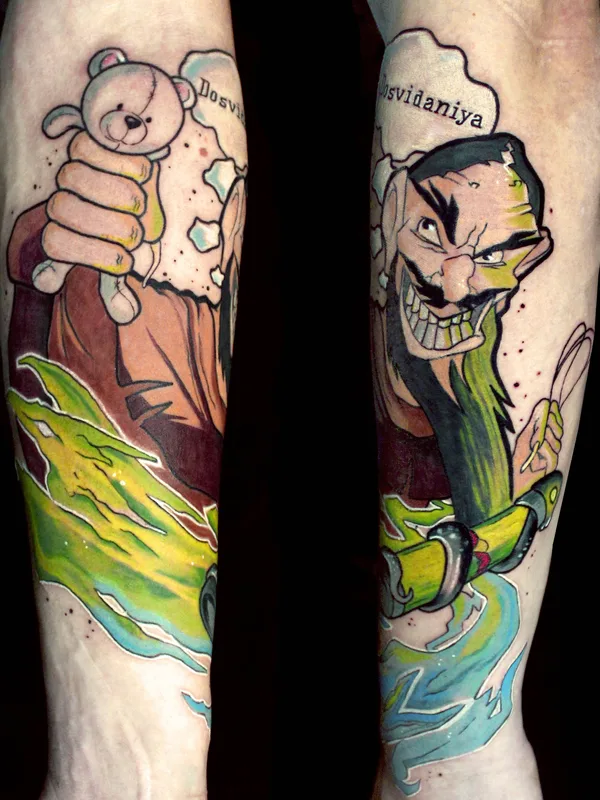 color cartoon татуировка на forearm #33253 | Тату мастер Мария Фомичева