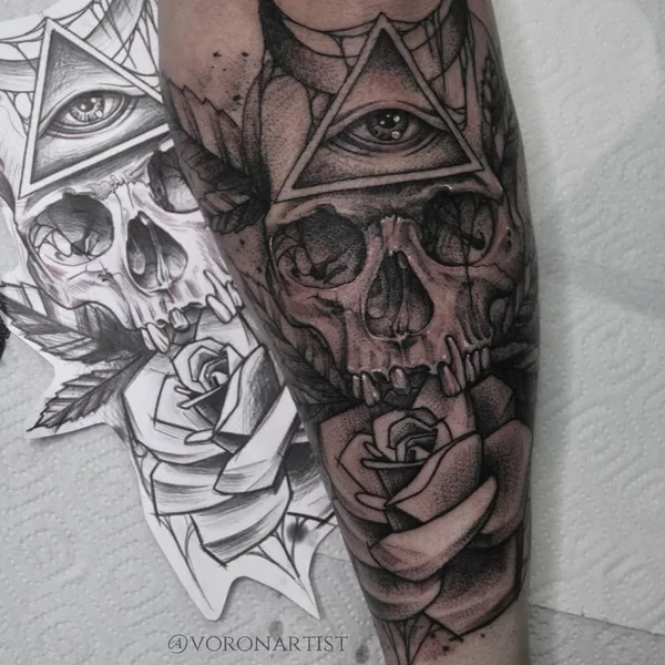 Graphic tattoo by Павел Ворон in Moscow