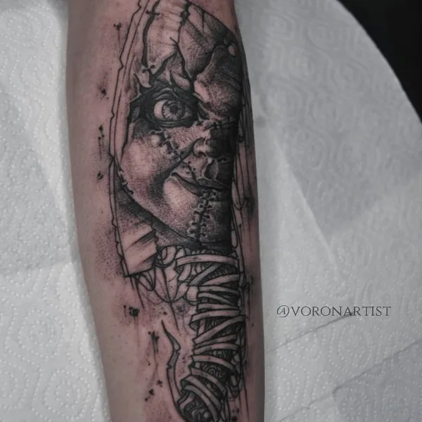 Graphic tattoo by Павел Ворон in Moscow