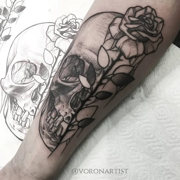 Graphic tattoo by Павел Ворон in Moscow