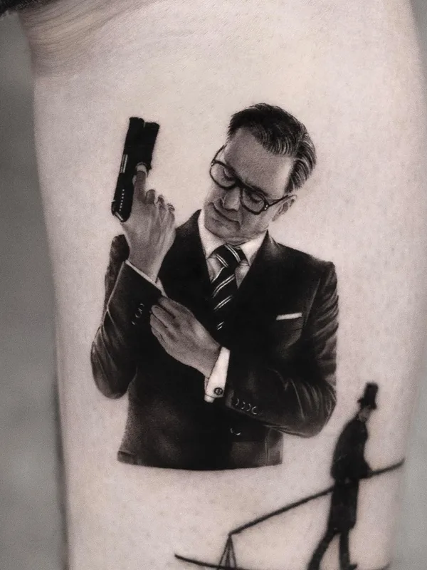 black and grey realism tattoo on thigh #34108 | Tattoo Artist Yeono