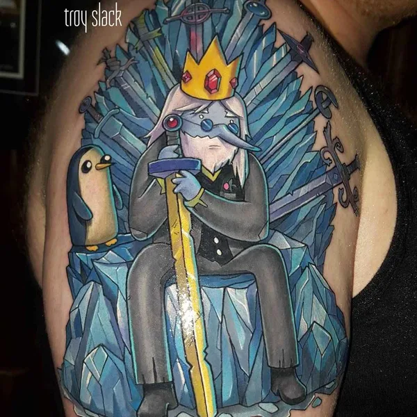 New School tattoo by Troy Slack