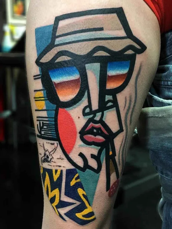 color abstract татуировка на thigh #16555 | Тату мастер Mike Boyd