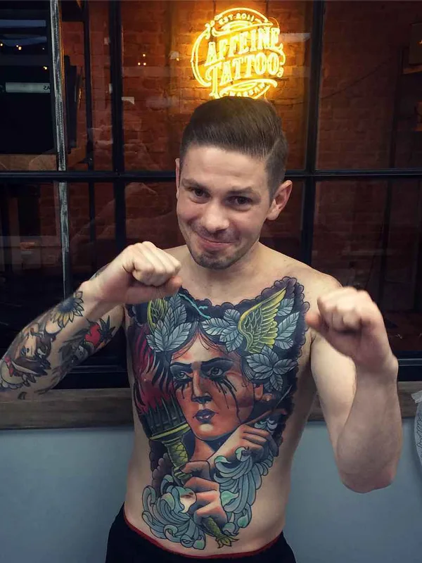 male color neo traditional татуировка на chest #19075 | Тату мастер Bartosz Panas