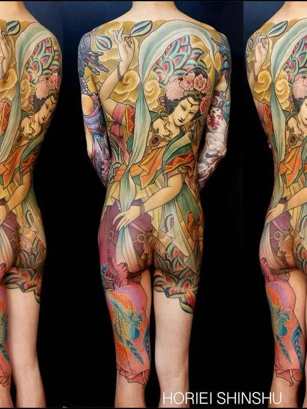 female color japanese tatouage sur full body #16414 | Artiste tatoueur Horiei Shinshu