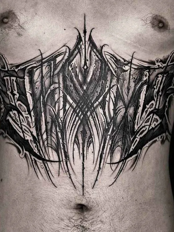 male black and grey blackwork 타투 부위 chest #19670 | 타투이스트 YZTATTOO BBK