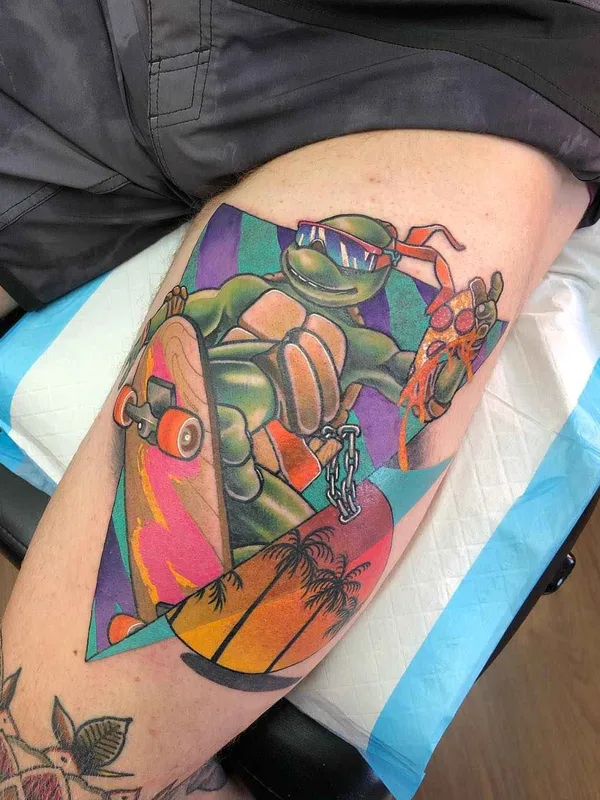 color new school Tatuaggio su thigh #14871 | Tatuatore Leisure Brodie Bandit