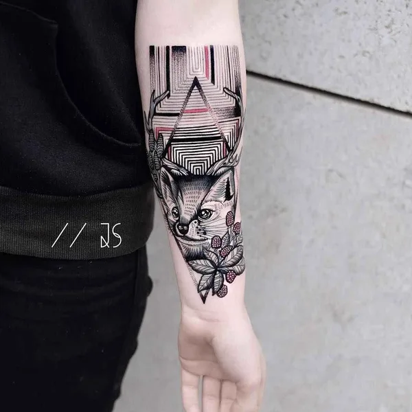 Graphic tattoo by Jessica Svartvit in Westerstetten