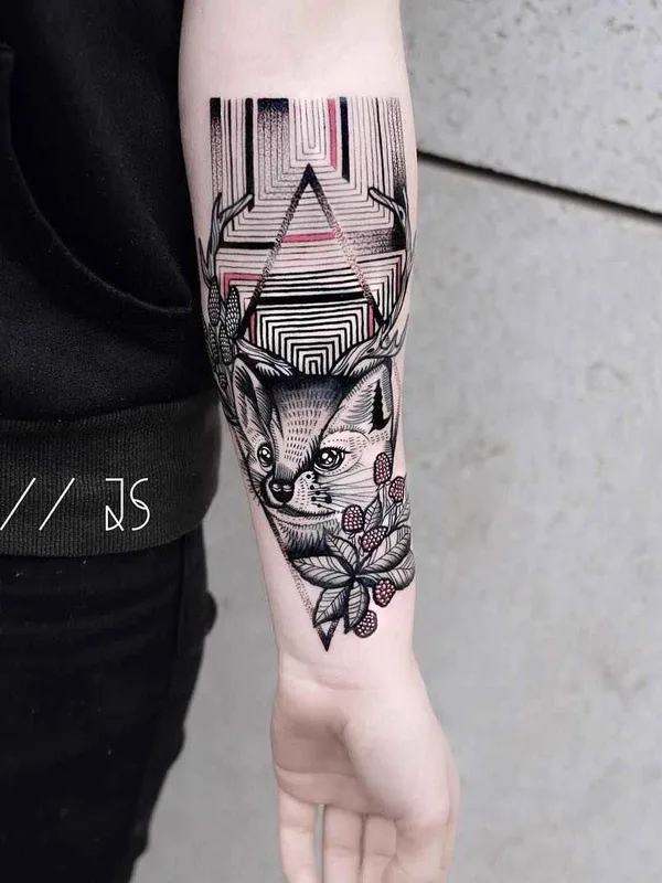 black and grey geometric tatouage sur forearm #16346 | Artiste tatoueur Jessica Svartvit