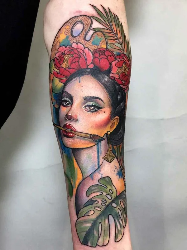 female color illustrative tattoo on forearm #20294 | Tattoo Artist Hannah Flowers