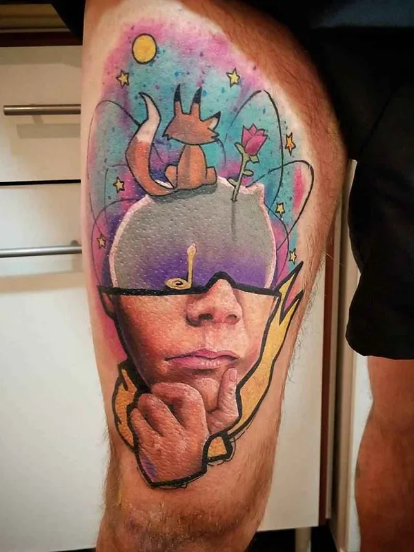 color illustrative tattoo auf thigh #15828 | Tätowierer Tin Machado