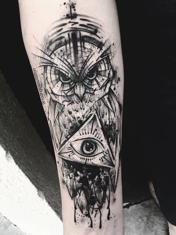 black and grey blackwork 纹身 在 forearm #28687 | 纹身师 Rodrigo Assi