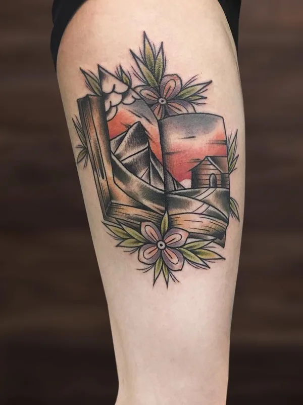 color neo traditional татуировка на thigh #52460 | Тату мастер Максим Чебатько