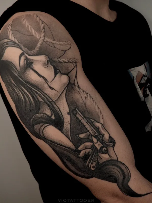 black and grey black and grey татуировка на full sleeve #52477 | Тату мастер Виолетта Важничая
