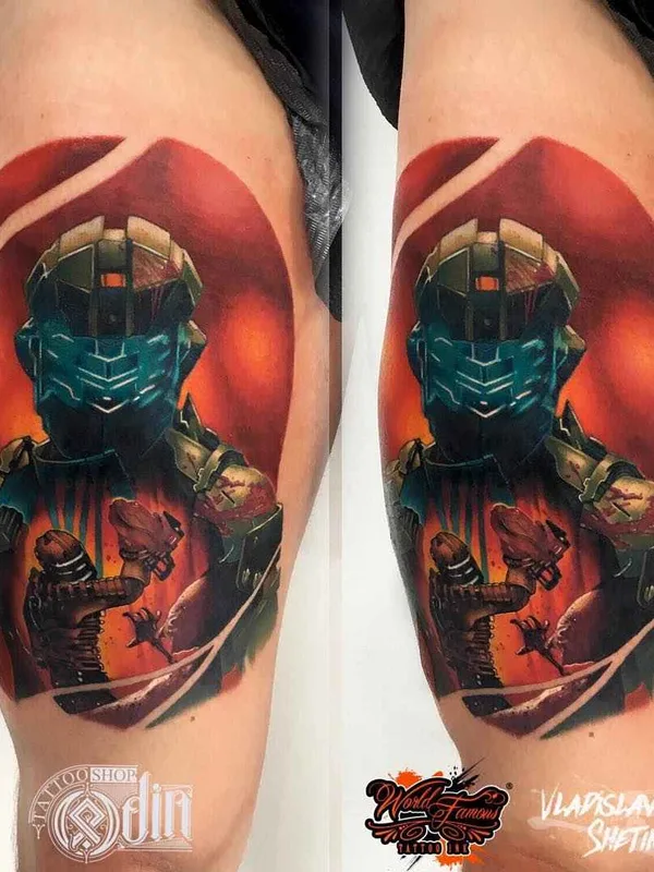 color realism tattoo on thigh #15786 | Tattoo Artist Vladislav Shetikov