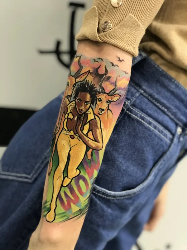 female color illustrative Tatuagem em forearm #29286 | Tatuador Лейла Азизова