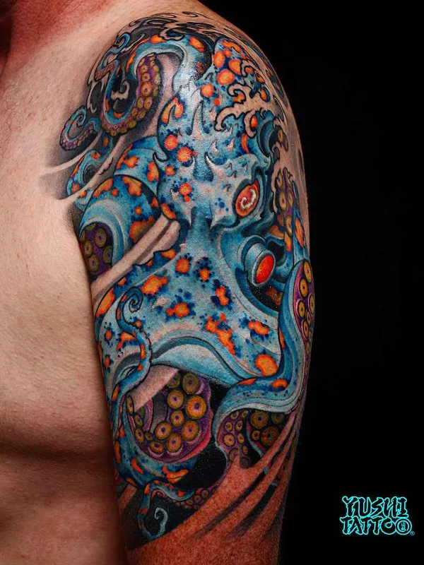 male color japanese tattoo auf full sleeve #16286 | Tätowierer Yushi