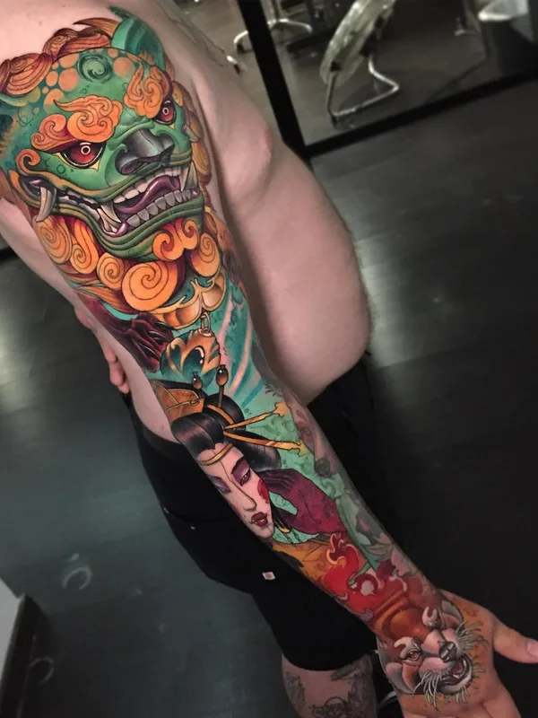 male color japanese tattoo auf full sleeve #39312 | Tätowierer FEDE GAS TATTOO
