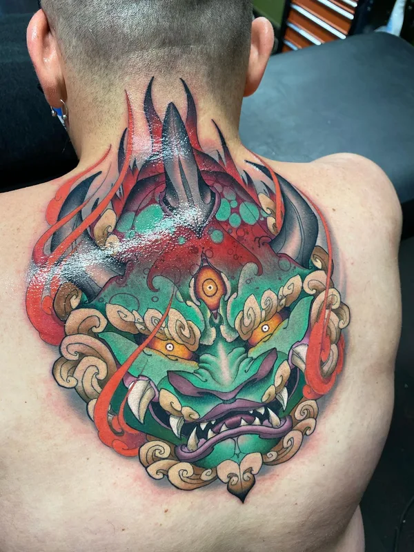 color japanese tattoo auf upper back #39318 | Tätowierer FEDE GAS TATTOO