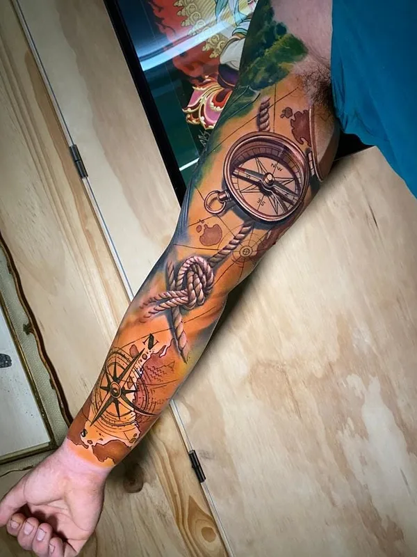 male color realism tattoo auf full sleeve #39311 | Tätowierer FEDE GAS TATTOO