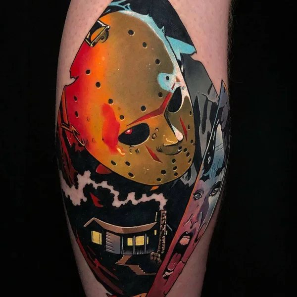 New School tattoo by Dane Grannon