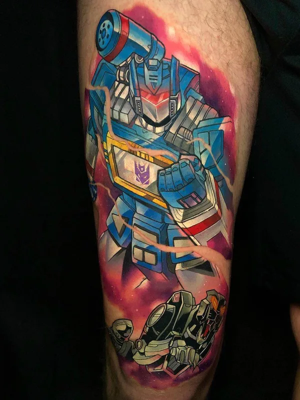 color illustrative tattoo on thigh #31497 | Tattoo Artist Dane Grannon