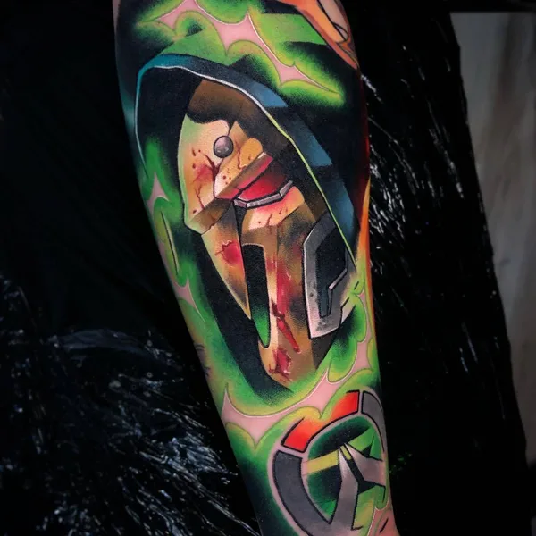 New School tattoo by Dane Grannon