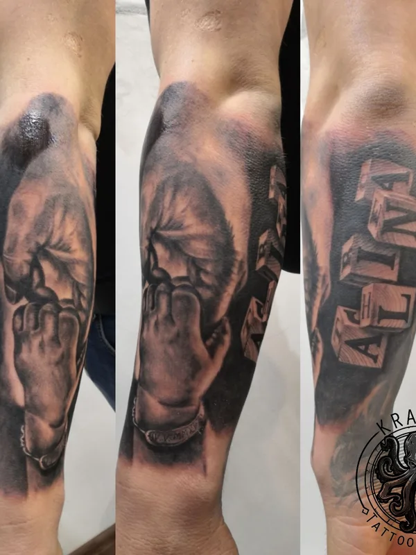 black and grey realism татуировка на forearm #36851 | Тату мастер Рузель Ситдыков