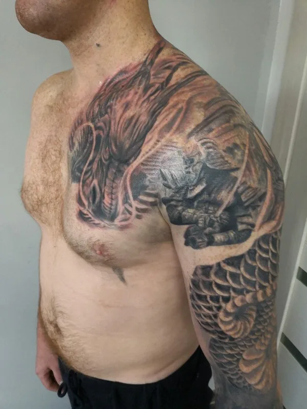 male black and grey japanese татуировка на full sleeve #36853 | Тату мастер Рузель Ситдыков