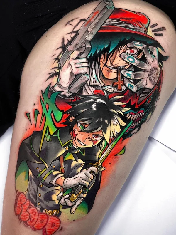 color anime Tatuaggio su thigh #40744 | Tatuatore Jokekpc