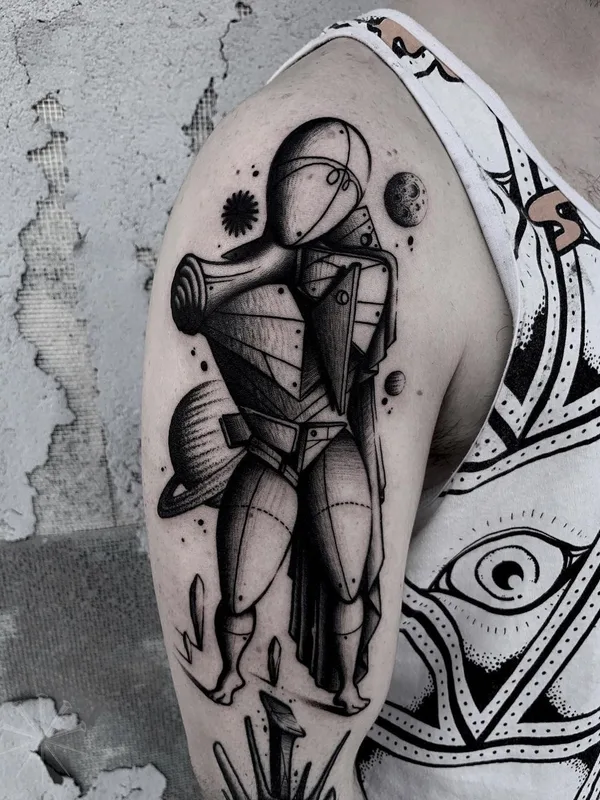black and grey geometric tatuaje en upper arm #40754 | Tatuador Jacopo Uppercut
