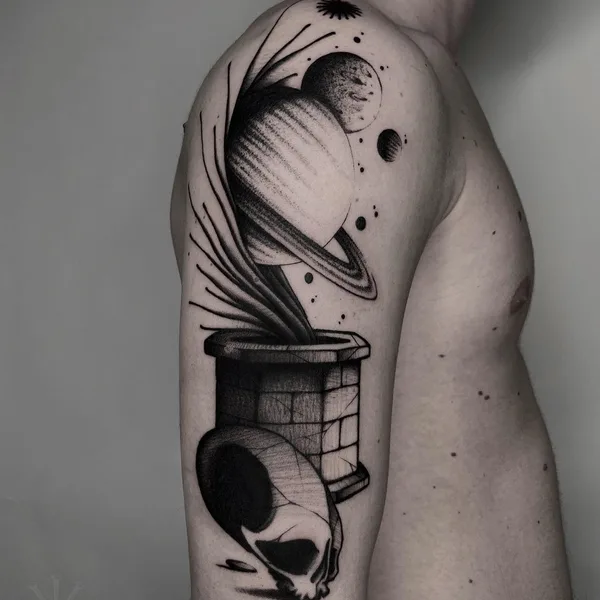 Graphic tattoo by Jacopo Uppercut in Milano
