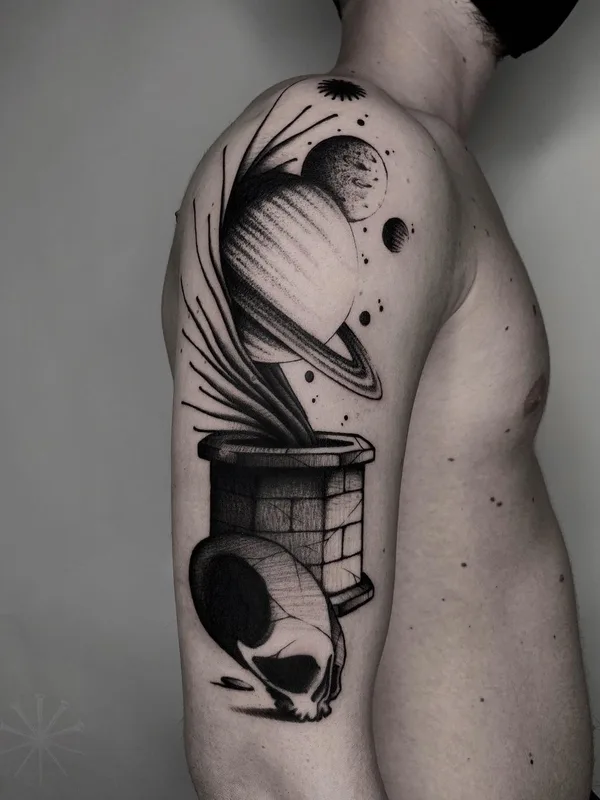 male black and grey blackwork tatuaje en shoulder #40753 | Tatuador Jacopo Uppercut