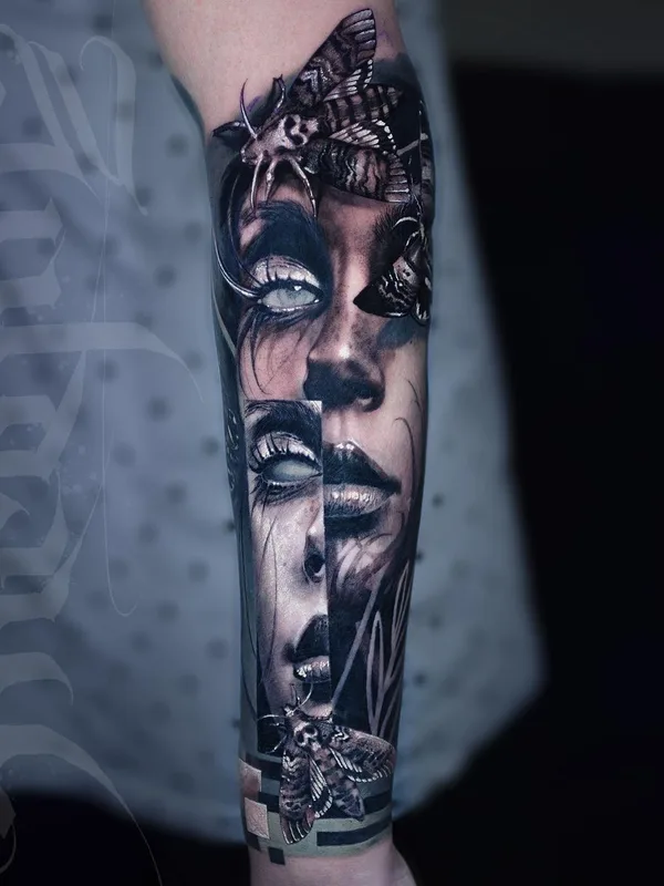 female black and grey realism татуировка на forearm #40778 | Тату мастер Максим Мельник