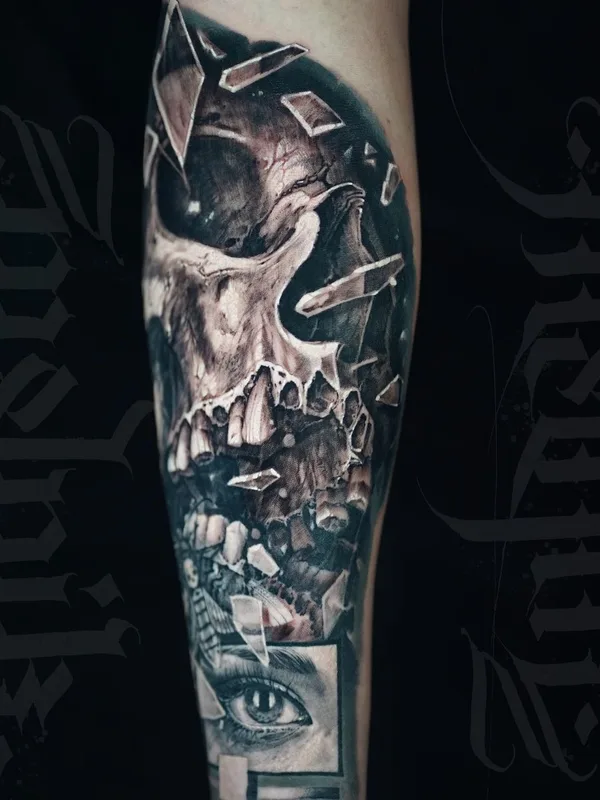 black and grey realism татуировка на forearm #40786 | Тату мастер Максим Мельник