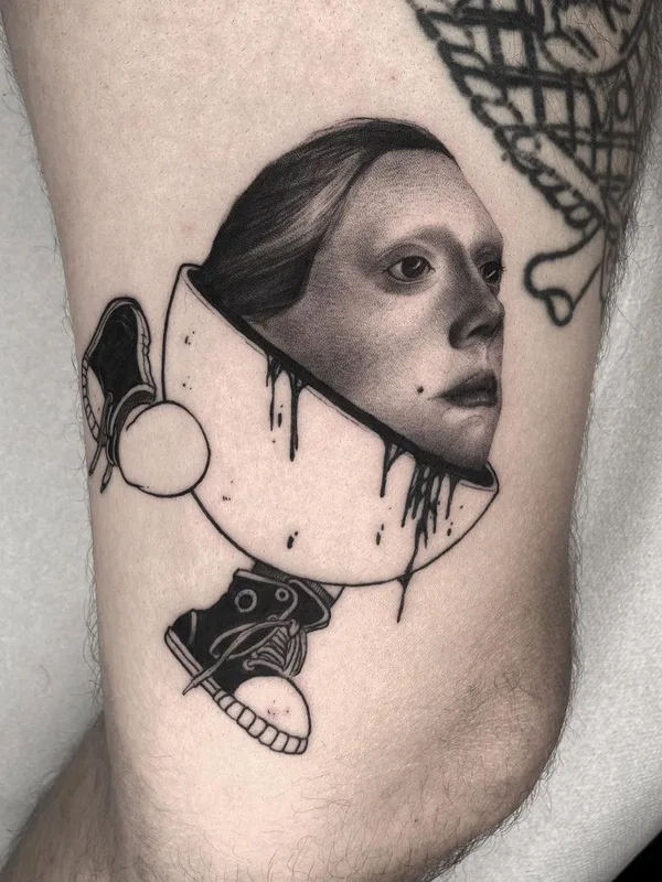 black and grey black and grey Tatuaggio su thigh #40808 | Tatuatore El UF