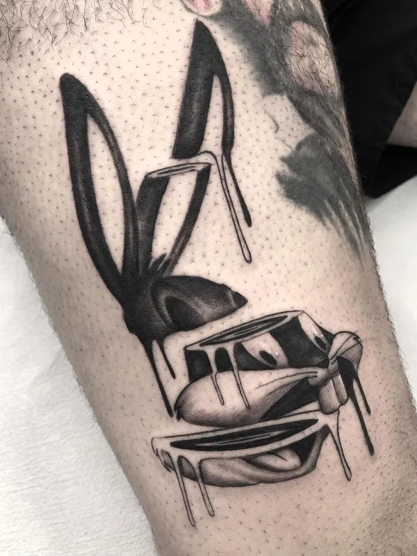black blackwork Tatuaggio su calf #40798 | Tatuatore El UF
