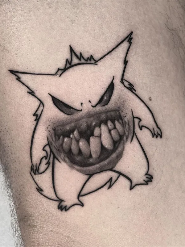 black and grey black and grey Tatuaggio su thigh #40809 | Tatuatore El UF