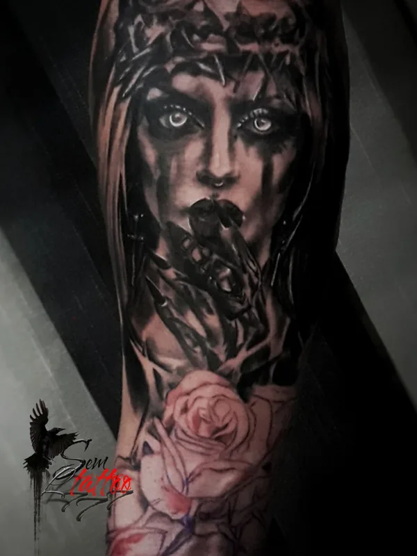 female black and grey realism Tatuaggio su forearm #55727 | Tatuatore елена семененко