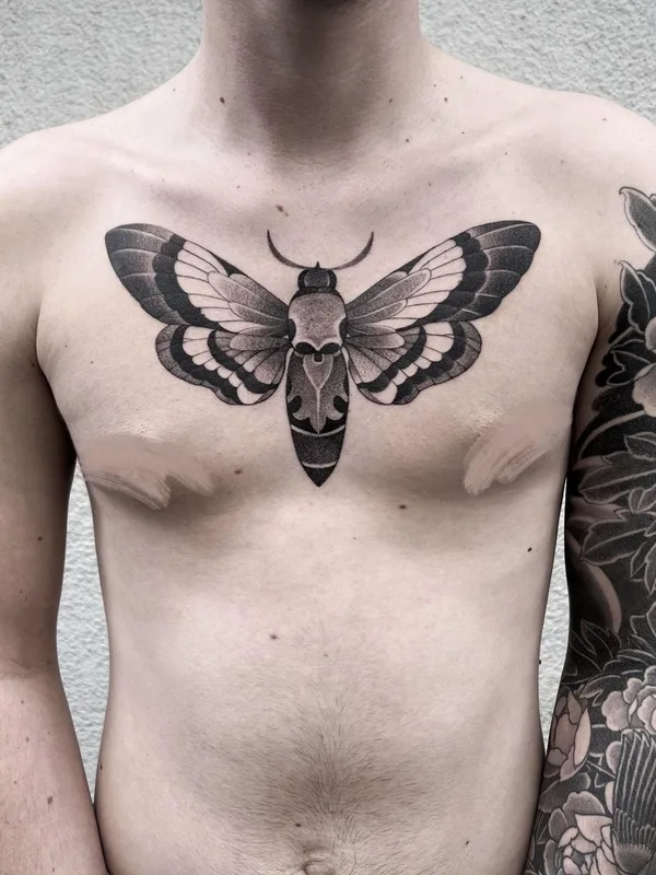 male black and grey black and grey tatouage sur chest #57651 | Artiste tatoueur Niko Inky