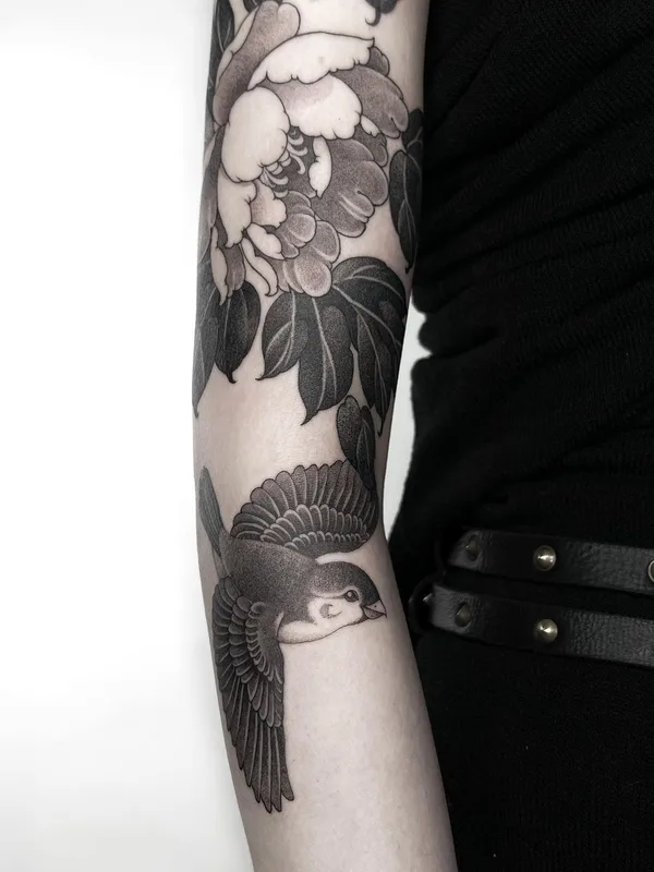 black and grey japanese tatouage sur forearm #57648 | Artiste tatoueur Niko Inky