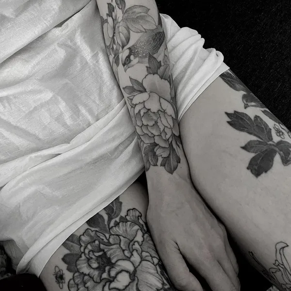 Ботаника tattoo by Niko Inky in Stuttgart