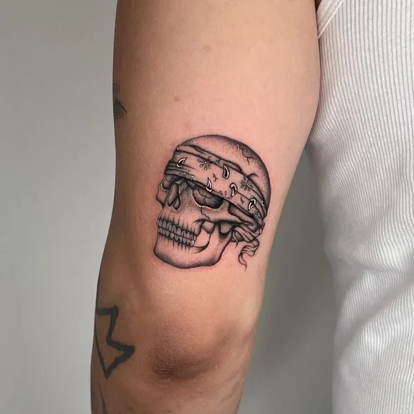 Graphic tattoo by Joshua Williams in London