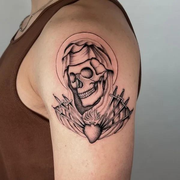 Graphic tattoo by Joshua Williams in London