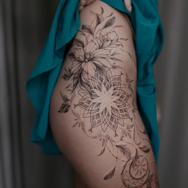 Feminine tattoo by Jenya Willow in Батуми